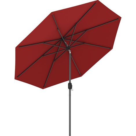 Sombrilla inclinable de 2,7 m con manivela estable para terraza diseño moderno poliéster rojo 200013023