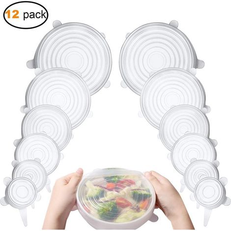 Couvercles en Silicone Extensibles 12 Pièces – Non Toxique – Pour Contenants de Différentes Tailles – -40°C à +230°C (1/5)