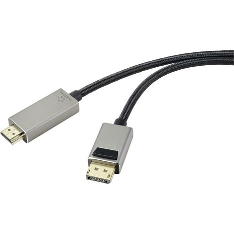 Trywise DisplayPort / HDMI Câble adaptateur Fiche mâle DisplayPort, Fiche mâle HDMI-A 1.00 m noir UHD 8K @ 60 Hz, UHD 4K @ 120 Hz RF-4995154 Câb W043442 (1/4)