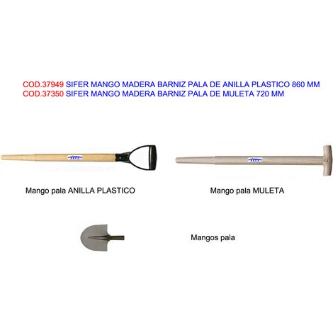 Sifer Mango de Madera con Barniz y Pala de Anilla de Plástico 860 mm