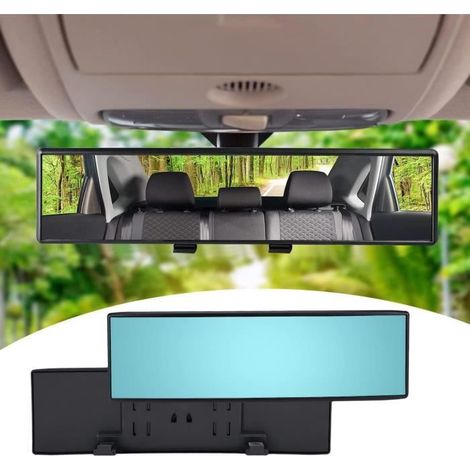 Rétroviseur Panoramique Intérieur Universel, HD Bleu Rétroviseur de Voiture à Clipser Grand Angle, Anti-éblouissement, 300x70mm (1/4)