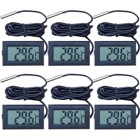 Thermomètre numérique LCD avec sonde externe pour réfrigérateur, congélateur, aquarium, maison, vivarium, jauge de température de l'eau (6) (1/2)