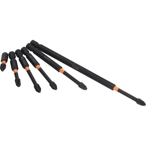 Set mit 6 magnetischen PH2-Kreuzschlitzbits, S2-Legierungsstahl, 1/4"-Sechskantschaft, für elektrische Schraubendreher (1/5)