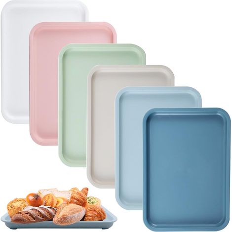 6 rechteckige Kunststoffschalen – 25 x 18 cm – 6 Farben – Küche, Kaffee – wiederverwendbar