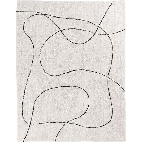 LAZZA - Tapis 200x300cm 100% Coton Blanc Lignes Noires (1/4)