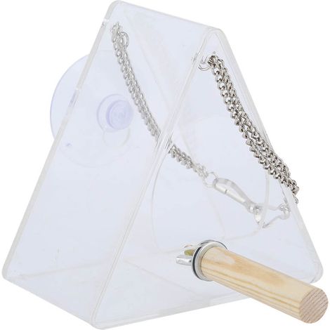 Mangeoire suspendue transparente pour oiseaux d'extérieur, boîte d'alimentation triangulaire, station de repos avec ventouse (1/4)