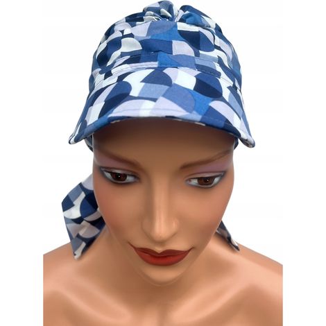 Turbante Tess para mujer con visera, bufanda de algodón arrugado 465 para verano. (1/5)