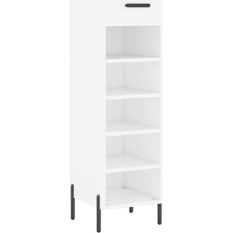 Meuble à chaussures blanc, 30x35x105 cm, en bois composite. (1/5)