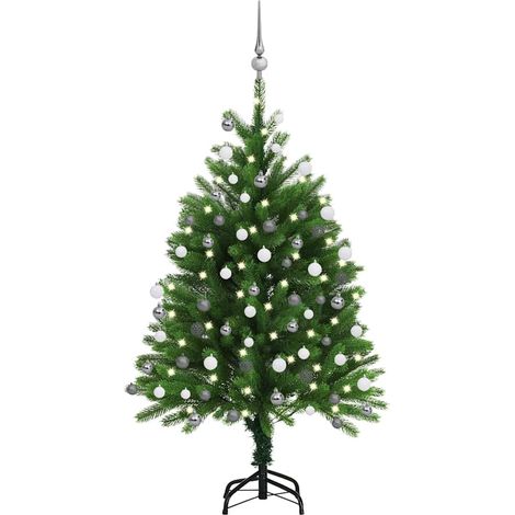 Künstlicher Weihnachtsbaum mit Beleuchtung & Kugeln 120 cm Grün