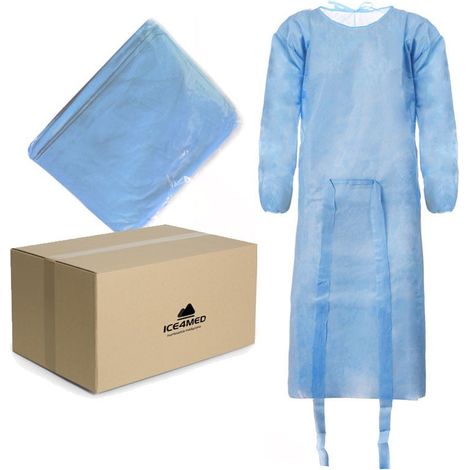 Delantal desechable azul XXL con banda elástica (tela no tejida 24g) 100 uds (1/5)