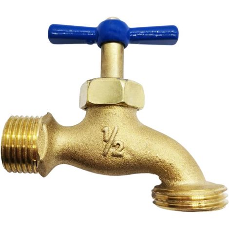 Robinet extérieur de jardin en laiton à ouverture progressive, bec 4 voies, filetage 1/2 pouce – Haute qualité, résistance au gel, débit réglable, pour arrosage, nettoyage, irrigation (1/3)