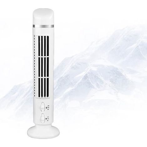 Ventilatore a torre senza pale, silenzioso, da tavolo, oscillazione a 90° con illuminazione, bianco (1/5)