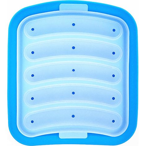 Molde de silicona para salchichas, apto para uso alimentario, color azul, bordes lisos, para uso casero, para bebés y adultos (T3: Nuevos productos de agosto) (1/5)