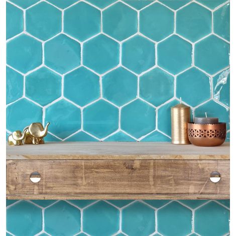 Carrelage mural TERRE CUITE ÉMAILLÉE Artisanale Hexagonale Bleu clair (brillant) - G209 - boîte de 0.94 m2 Bleu clair (brillant) - G209 - - boîte (1/5)