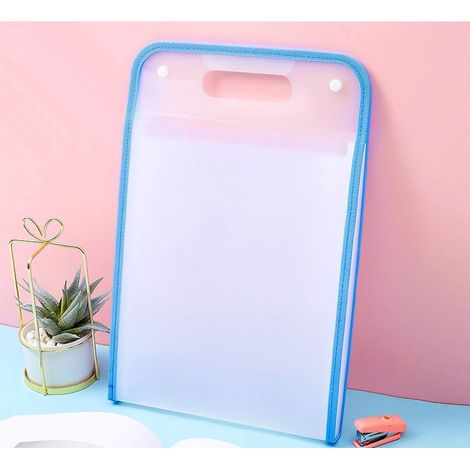Classeur portable grande capacité 13 couches de classification A4 double boucle dossier extensible pour copies transparent vertical 40x26,3x3cm (1/5)