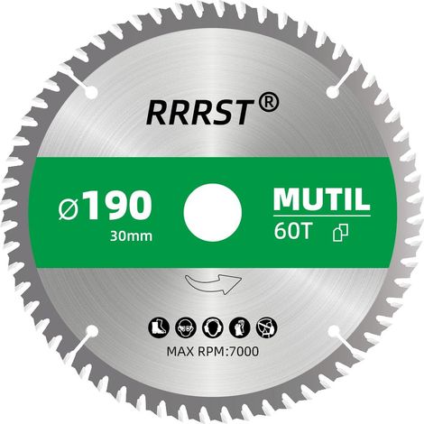 Multi Matériau Lame de Scie Circulaire 190 x 30 mm, 60 dents - pour Aluminium, Cuivre, Métaux non ferreux, Bois, Stratifié, Cloison, Contreplaqué, Plastique (1/5)