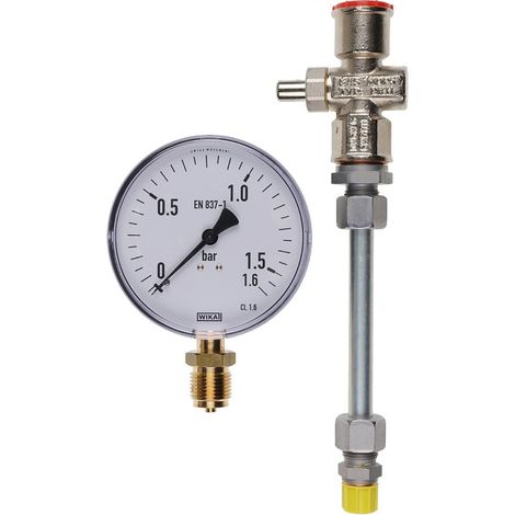 Manometer 0 bis 1,6 bar mit Druckknopfhahn Ausführung A G1/4 - 15133626802 von Weishaupt