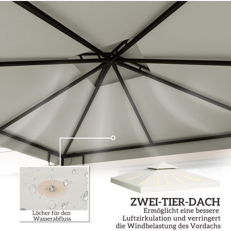 Toit de rechange Outsunny pour pergola 3x3m, couverture imperméable pour abri métallique, toit de substitution pour tonnelle de jardin, barnum, tente extérieure, polyester, blanc crème