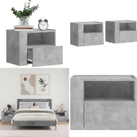 Tables de chevet murales 2 pcs gris béton 45x30x35 cm - Table De Chevet Murale - Meuble De Rangement Mural - Table De Nuit - Commode Murale - Décoration Intérieure - Home & Living (1/5)