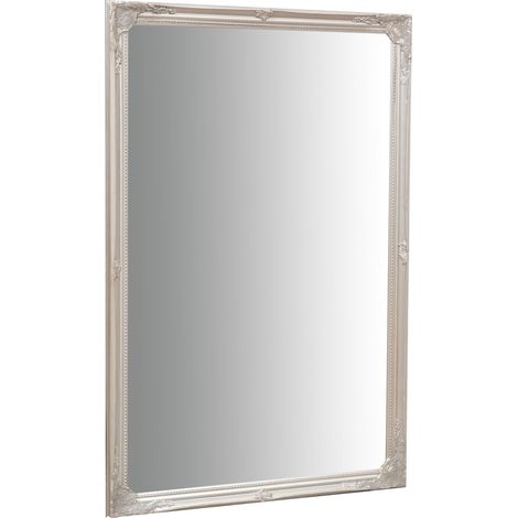 Wall-mounted and wall-hung vertical/horizontal mirror L60xPR4xH90 cm antique silver finish (1/5)