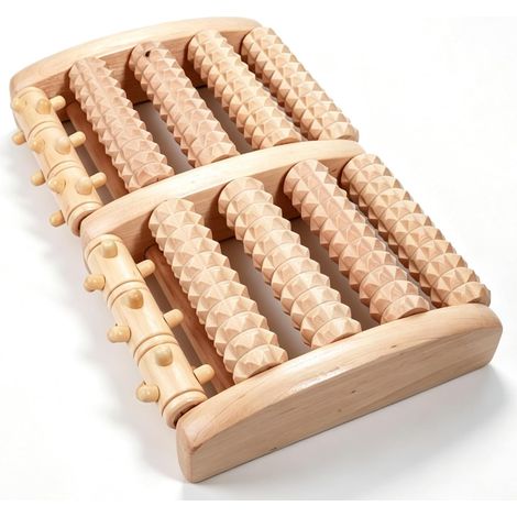 Rouleau Massage Pied en Bois,Masseur Pieds Double à 48 Points,4 Zones de Pression,pour la relaxation,Rouleau de Massage Pieds Stable Sans Électricité,Accessoire Maison,Bureau,Salon,Bureau (1/5)