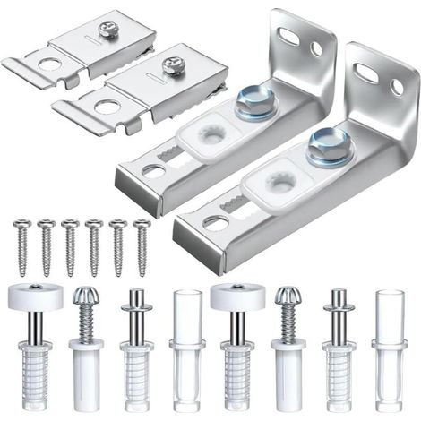 18 PiècesKit de réparation de matériel de porte pliante - 2 pièces de rechange pour portes de placard coulissantes pliantes comprenant un support supérieur et inférieur, un pivot de 3/8", une ro (1/4)