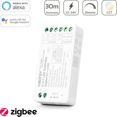 MiBoxer Zigbee 3.0 + 2.4GHz CCT LED Controller 2 in 1 Einfarbig / Dual White 12/24V Tuya Alexa Google Steuerung FUT035Z+ (1/5)
