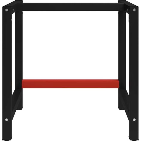 vidaXL Estructura de banco de trabajo metal negro y rojo 150x57x79 cm (1/2)