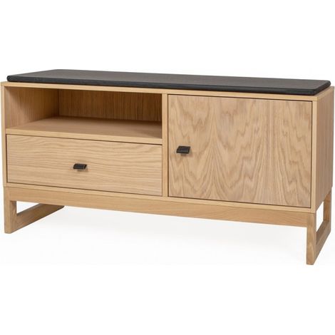 Banc d'Entrée Design en Bois "Slussen" 100cm Naturel (1/5)