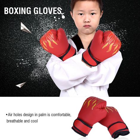 Gants de boxe enfant pour sac de frappe, kickboxing et grappling - Rouge