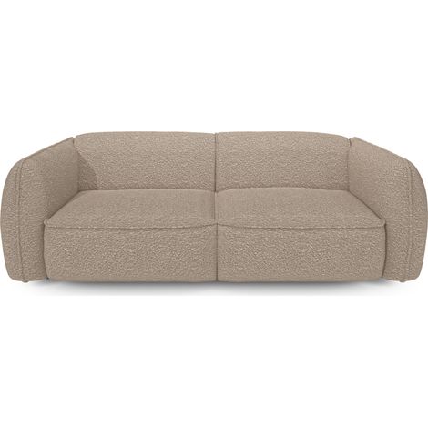Canapé 3 places en tissu bouclette taupe LIVIA (1/5)