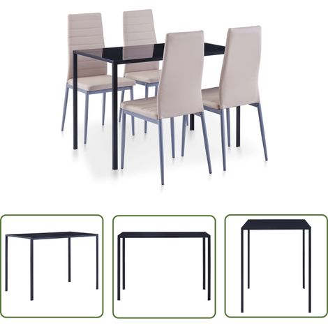 The Living Store Ensemble de salle à manger 5 pcs Cappuccino - Table À Manger - Ensemble Repas - Mobilier Salle À Manger - Set Table Et Chaises - Chaise Capitonnée (1/5)
