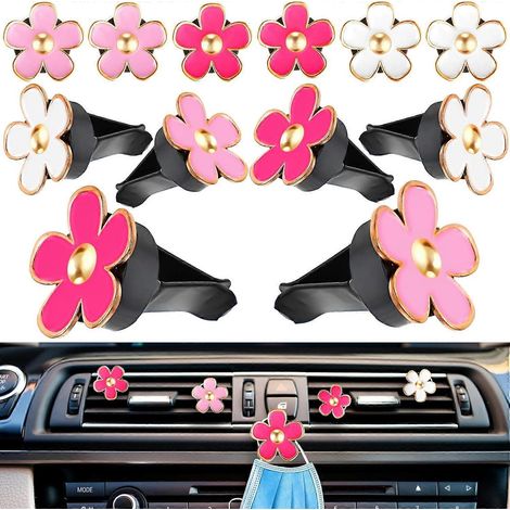 Lot de 6 désodorisants floraux pour voiture, à clipser sur la grille d'aération. Décoration marguerite pour voiture, cadeau mignon. Sans sachet de désodorisant. (1/5)
