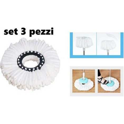 TrAdE Shop Traesio - Set 3 Pz Ricambio Singolo Rotomop Mocio In Microfibra Roto Mop Super Five X5 -