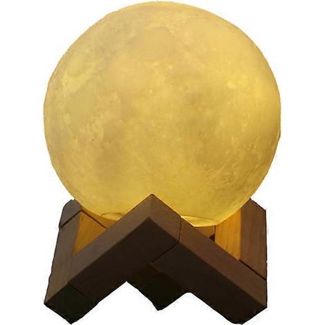 Lampe lune 3D avec support en bois / Cadeau pour les amis (1/5)