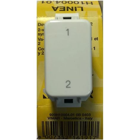 Vimar H1004.01 Two-way switch - symbol 1 and 2 - 1P 10AX 250V - white