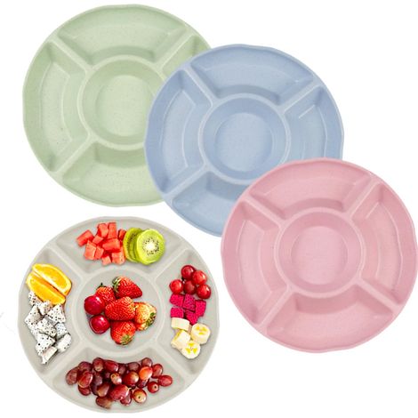 4 Pièces Collation Plateau Plateau Aperitif Plastique Forme de Fleur Plateau Compartiment Reutilisable Assiette de Fruits avec 5 Compartiments pour Bonbons Noix Fruits(22CM) (1/5)