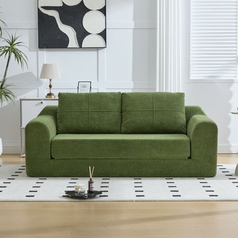 Canapé convertible 2 en 1, canapé-lit transformable avec accoudoirs, canapé de sol pliable pour dormir, canapé compressé en boîte – Vert, Dimensions : 179 × 95 × 79 cm (1/5)