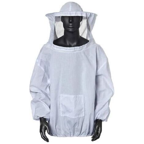 Vêtements de protection pour apiculteurs, combinaison d'apiculture professionnelle avec capuche, chapeau de protection pour abeilles avec fermeture éclair (blanc) (1/5)