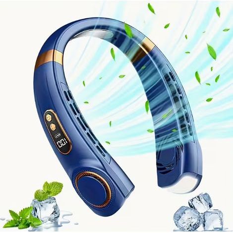 Ventilatore da collo, ricaricabile tramite USB, silenzioso ventilatore portatile a turbina per uso esterno, mini ventilatore senza pale rotanti (1/3)