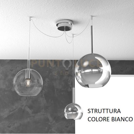 SOSP. BIANCO SPOSTABILE 3 LUCI VETRI (GRANDE CR + MEDIO TR + PICCOLO CR) 1155BI-S3 S MIX-TC