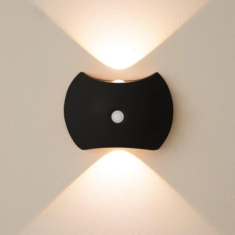 Lampe murale rechargeable - Noir,Applique murale sans fil avec détecteur de mouvement - Luminaire à piles pour chambre à coucher, couloir et escaliers (1/5)
