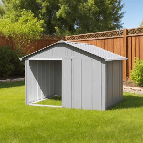 Niche pour chien-Abri pour chien-Chenil Gris 116,5x103x81,5 cm Acier galvanisé 684569 (1/5)
