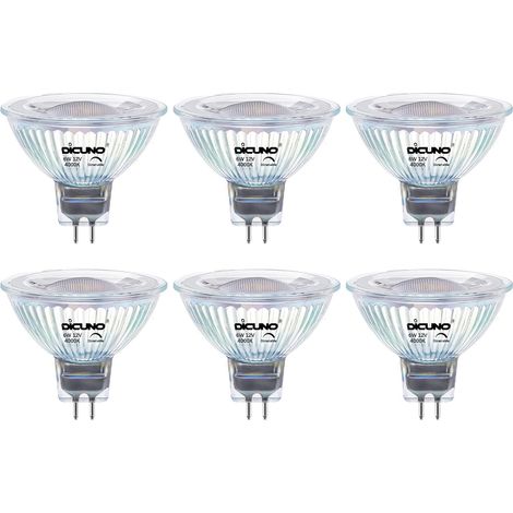 Ampoule LED GU5.3 MR16 Dimmable, 6W équivalent 60W, 12V Basse Tension, 420lm, Blanc chaud 2700K, Spot LED 40°, Ampoule GU5.3 encastrable, Éclairage intérieur, Lot de 6 (1/5)