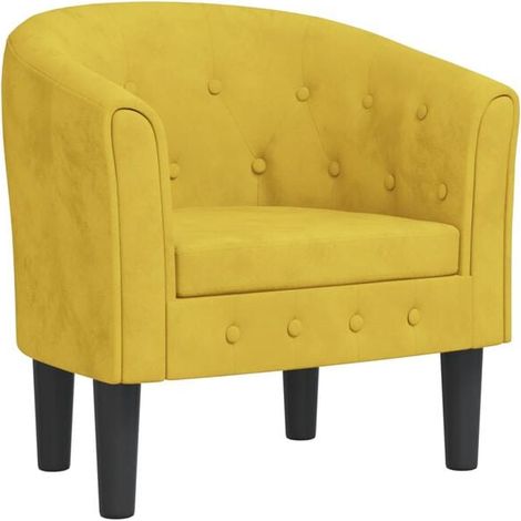 Fauteuil en velours jaune (1/5)