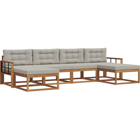 Ensemble de canapés d'extérieur 6 pc Gris Naturel et Clair vidaXL