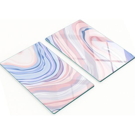 Planches à découper décoratives en verre trempé, motif vagues abstraites, 2 x 30 x 52 cm (1/5)