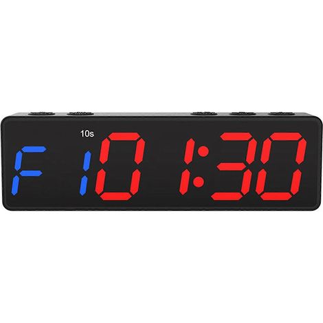 Minuteur de fitness pour salle de sport à domicile avec télécommande, grand chronomètre de salle de sport avec compte à rebours/compte à rebours, noir (1/5)