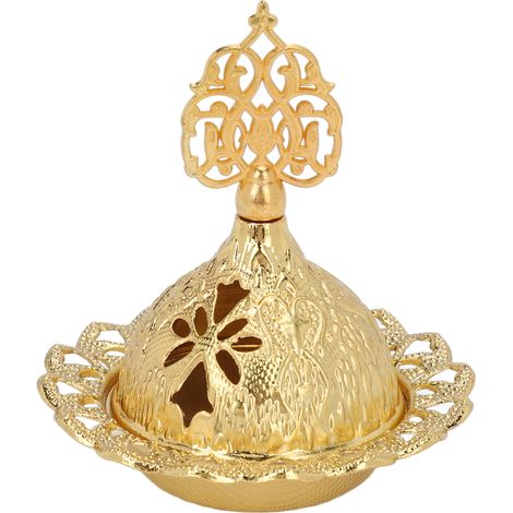 Encensoir Vintage en Métal Doré, Ornement de Bureau Artisanal, Support à Bâtonnets d'Encens Mini Décoratif (1/5)