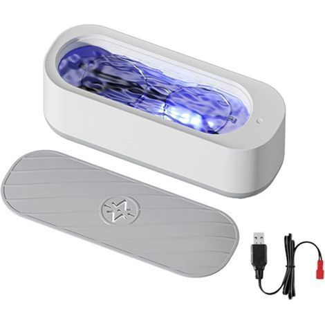 Ultrasonic Cleaner 300ml, Sonic Cleaning Device with UV Light, 45kHz High Frequency Vibration, Battery Operated (Batteries Not Included) (1/5)